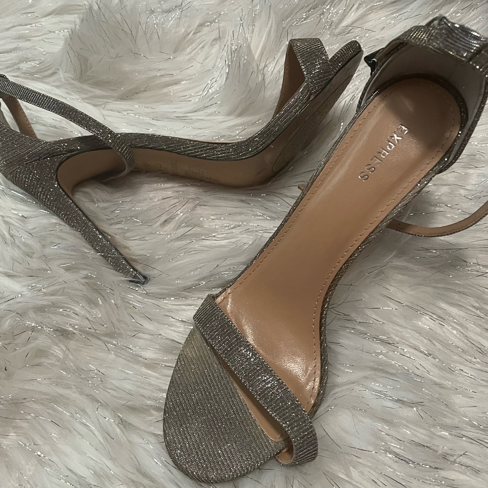 Express Women's Glittering Silver Heels - Picture 2 of 3